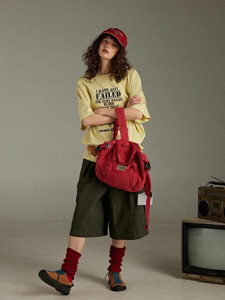 lulugray Letter Print Crew Neck Loose Mid Length Women&