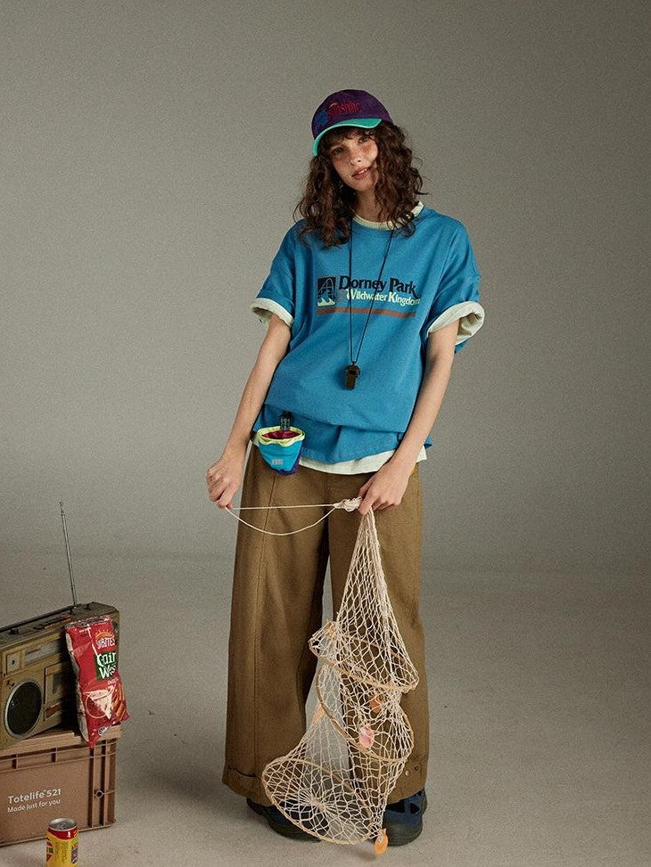 lulugray Loose Colorblock Letter Print Women&