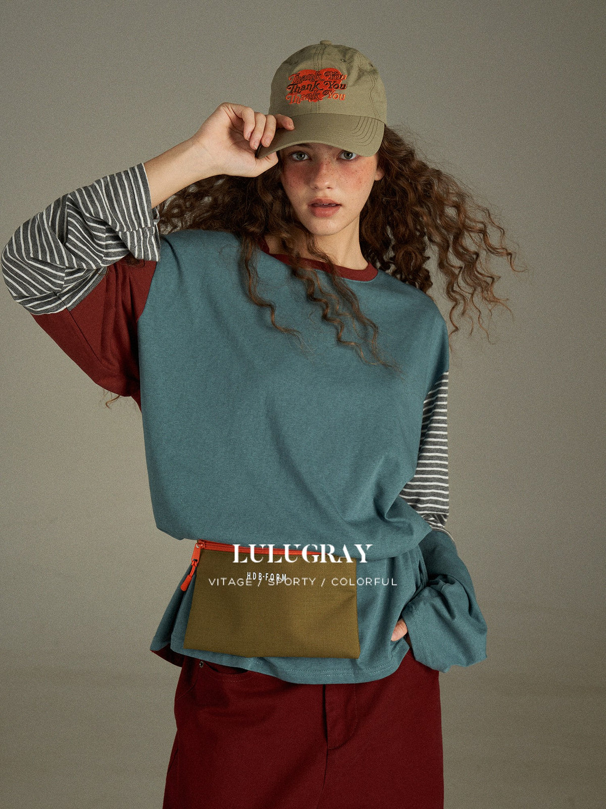 lulugray Retro Striped Colorblock Women&