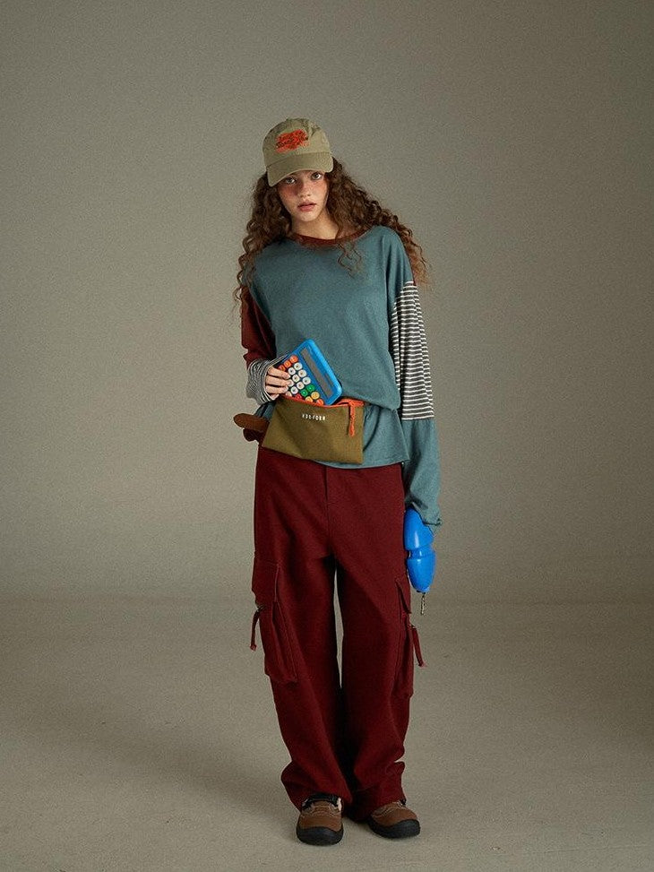 lulugray Retro Striped Colorblock Women&