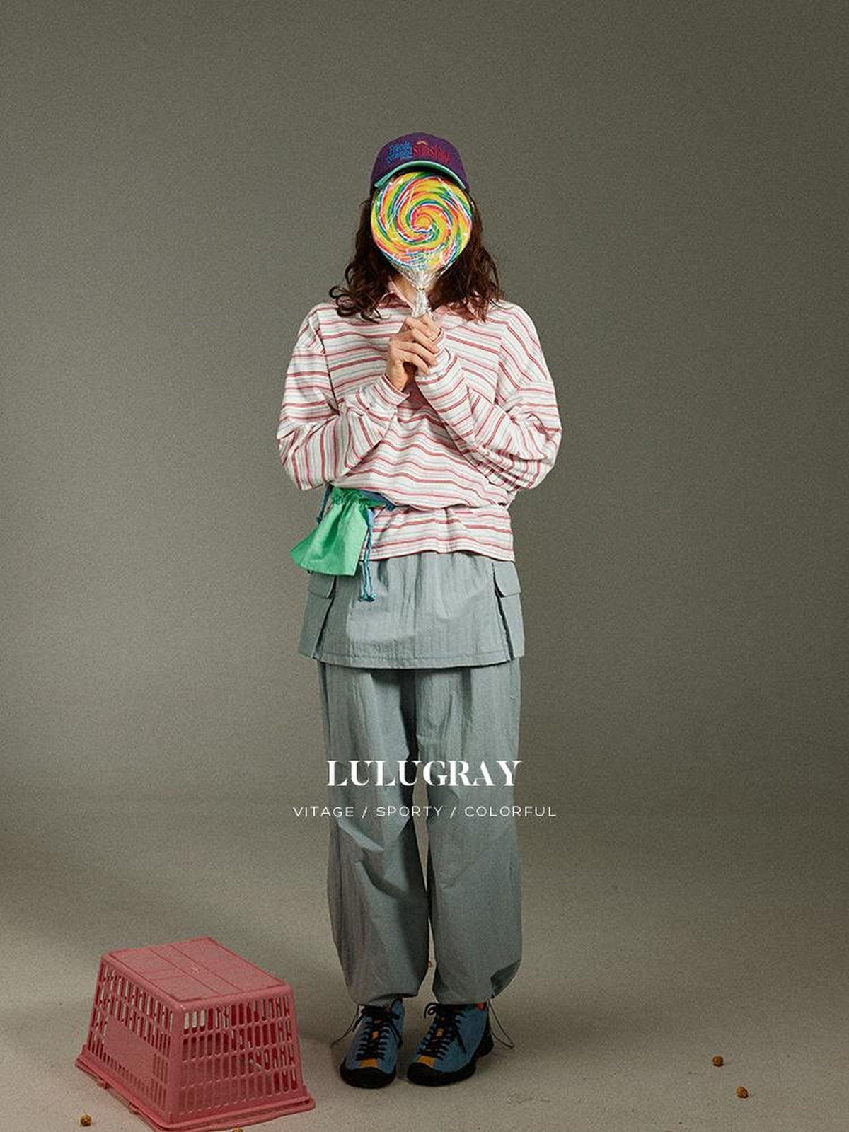 lulugray Striped Contrast Patchwork Printed Henley Women&