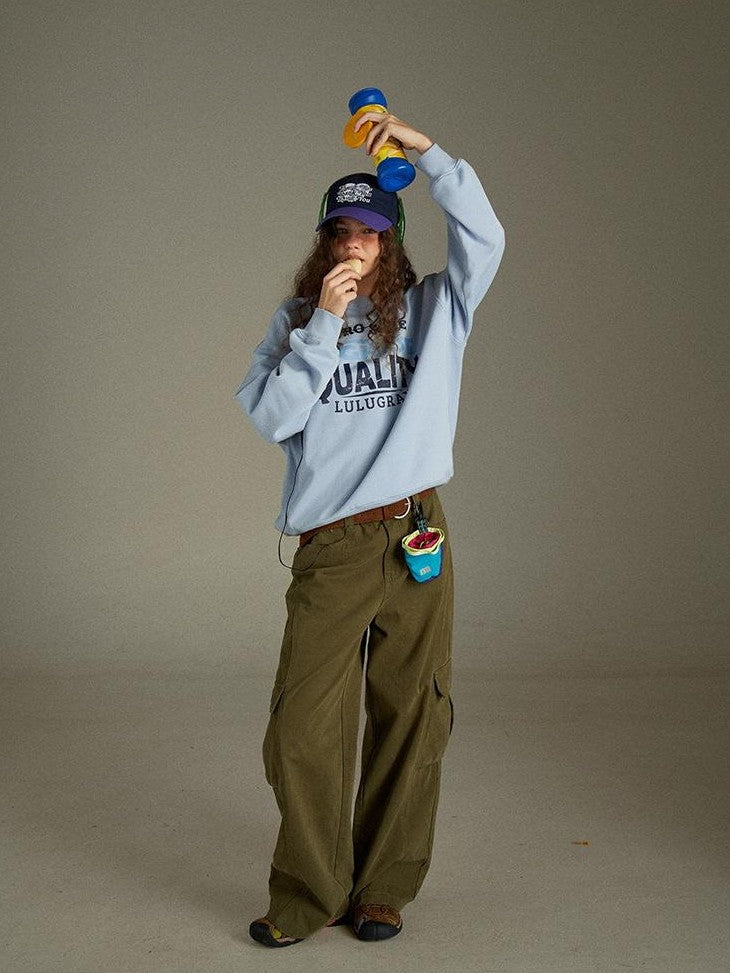 lulugray Two Tone Letter Print Vintage Loose Women&