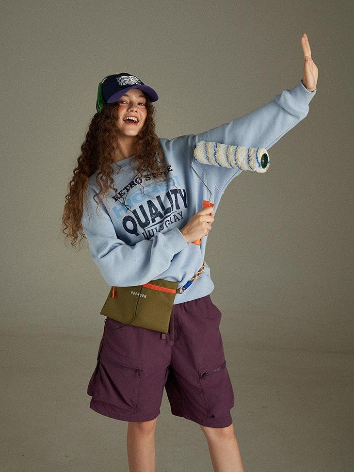 lulugray Two Tone Letter Print Vintage Loose Women&