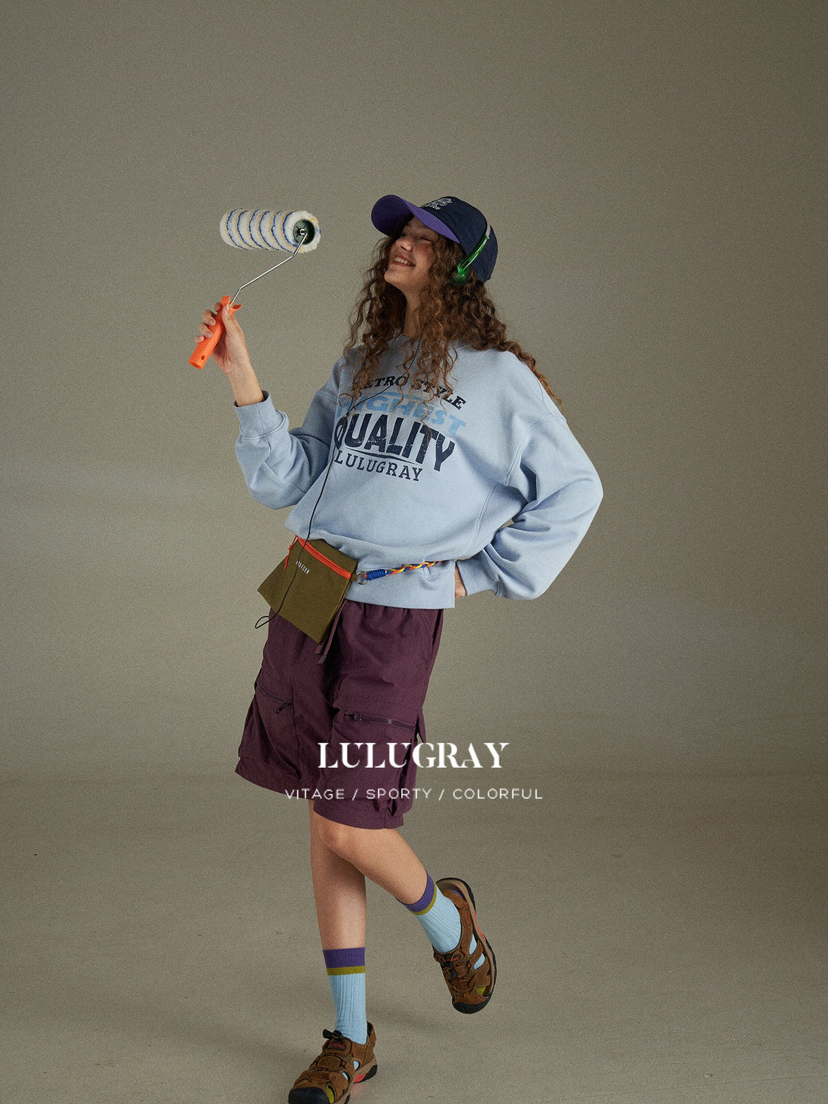 lulugray Two Tone Letter Print Vintage Loose Women&