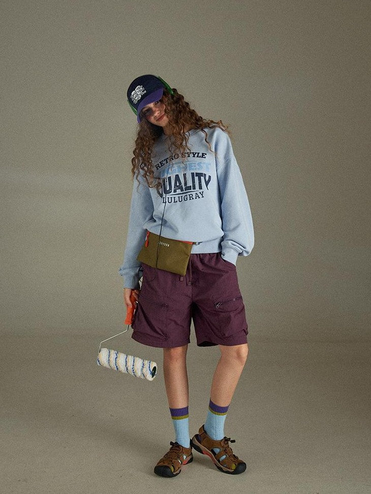 lulugray Two Tone Letter Print Vintage Loose Women&