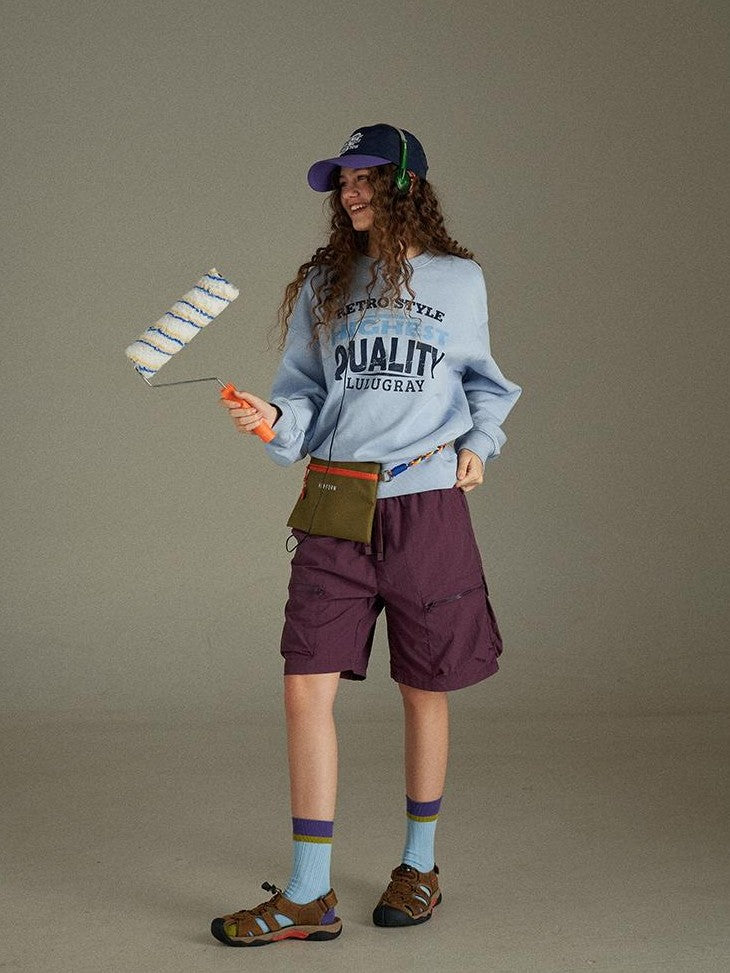 lulugray Two Tone Letter Print Vintage Loose Women&