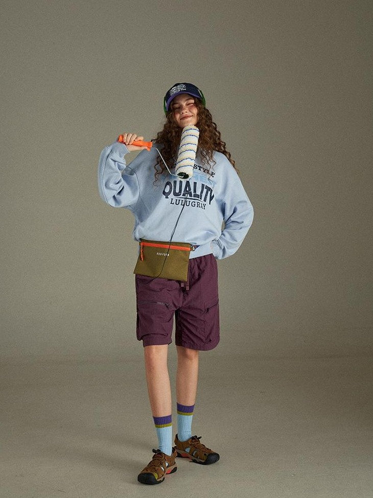 lulugray Two Tone Letter Print Vintage Loose Women&