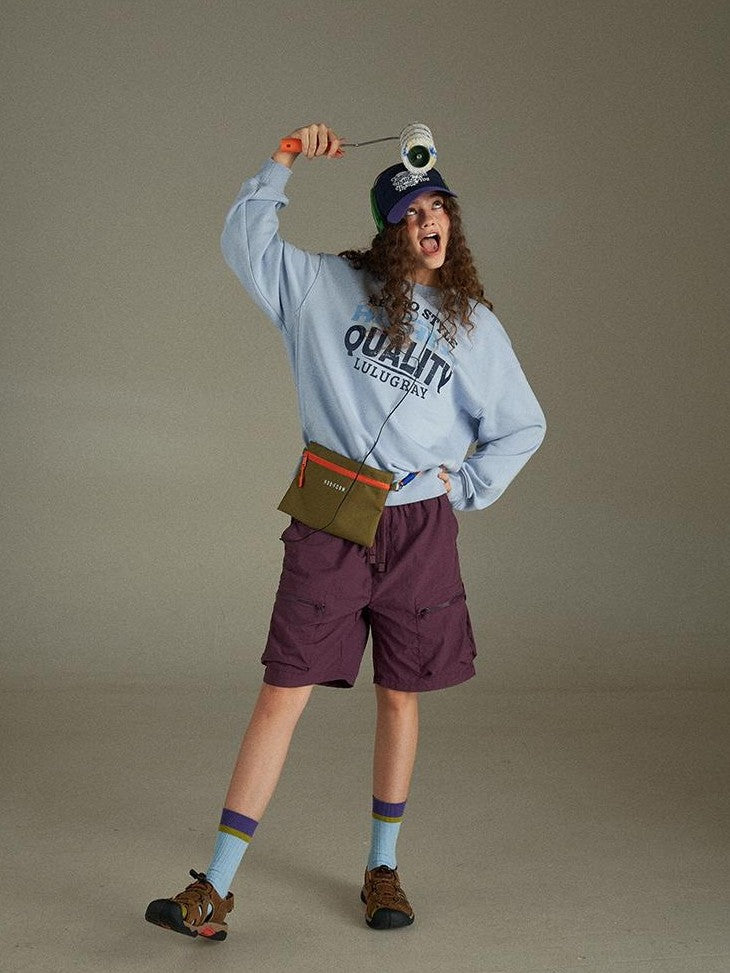 lulugray Two Tone Letter Print Vintage Loose Women&
