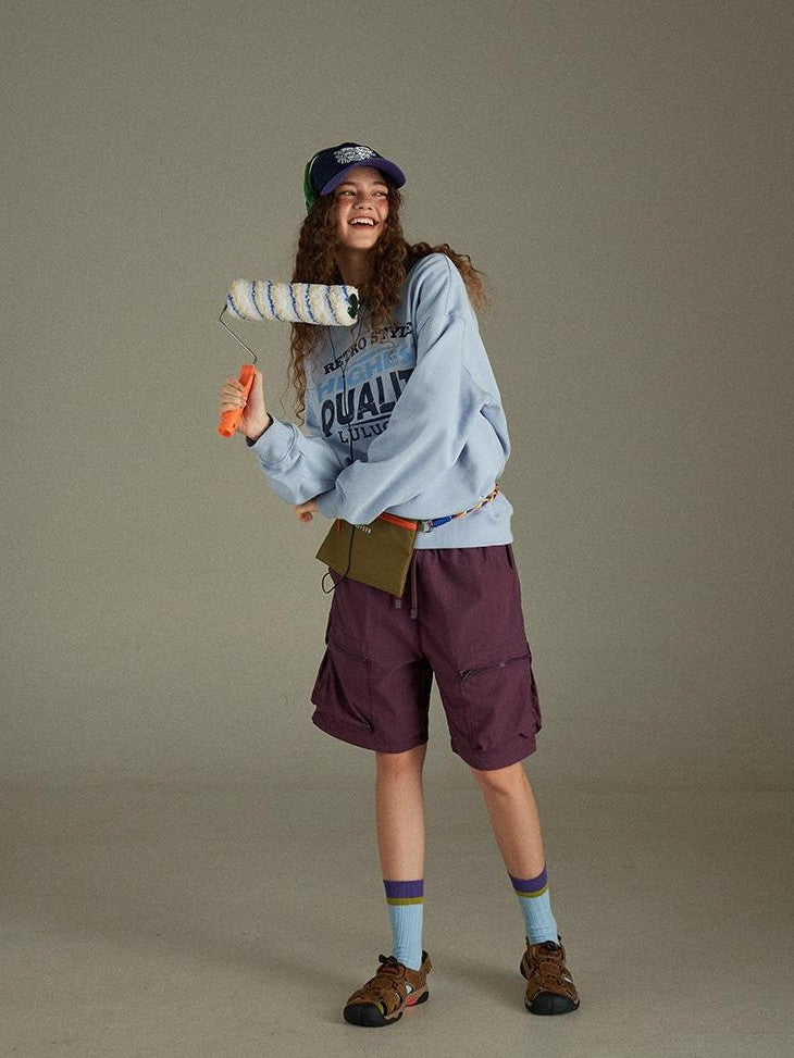lulugray Two Tone Letter Print Vintage Loose Women&