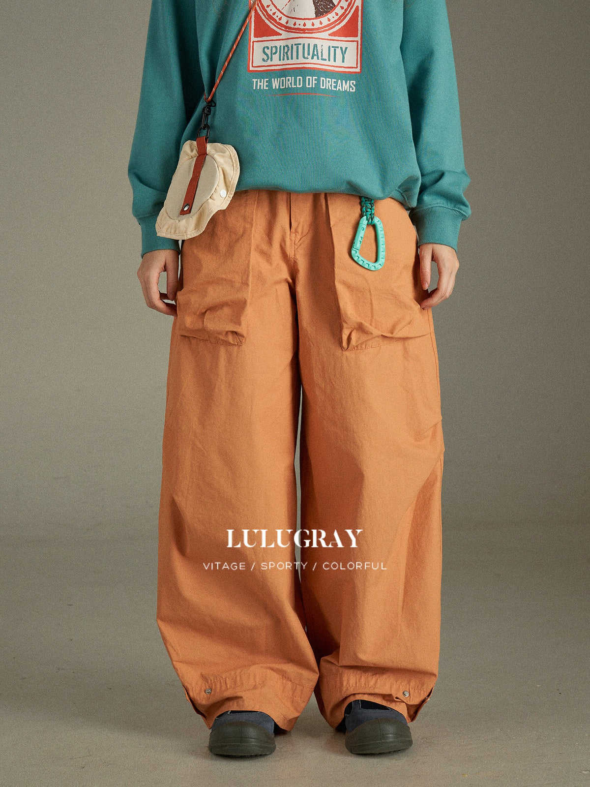 lulugray Vintage Cargo Pocket High Waist Relaxed Women&