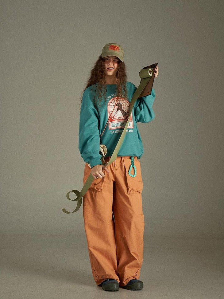 lulugray Vintage Cargo Pocket High Waist Relaxed Women&