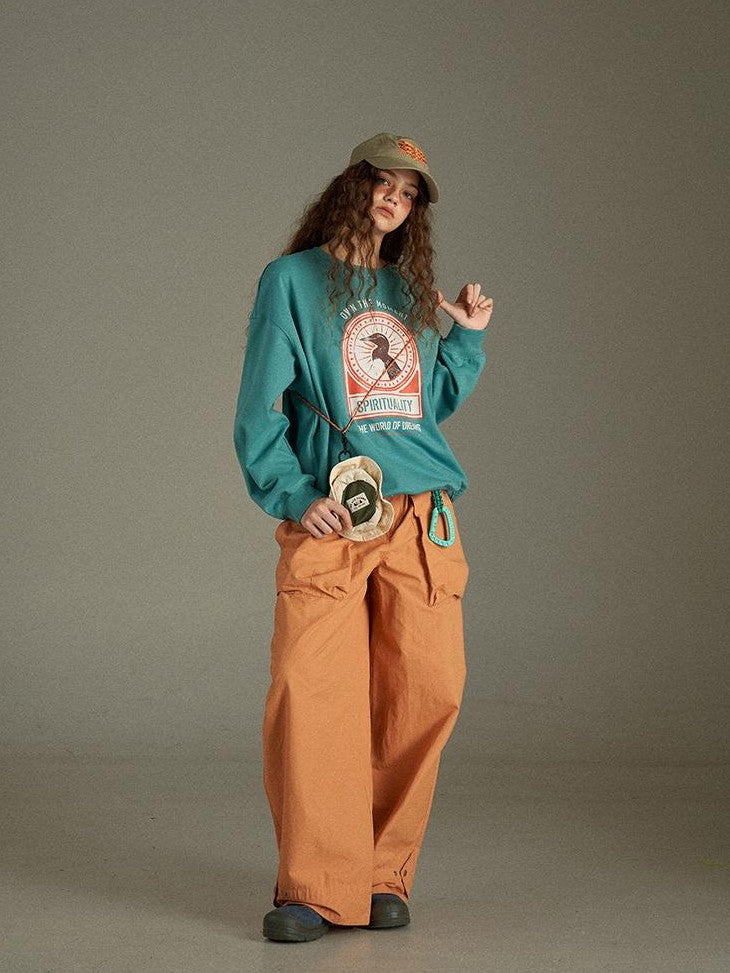 lulugray Vintage Cargo Pocket High Waist Relaxed Women&