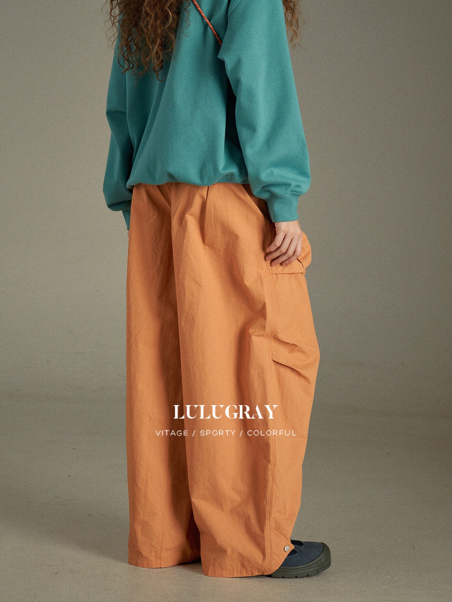lulugray Vintage Cargo Pocket High Waist Relaxed Women&