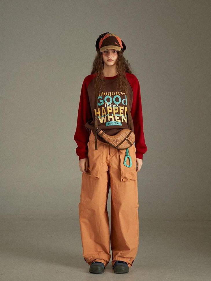 lulugray Vintage Cargo Pocket High Waist Relaxed Women&