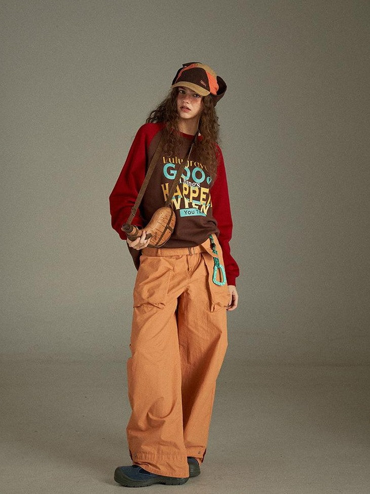 lulugray Vintage Cargo Pocket High Waist Relaxed Women&