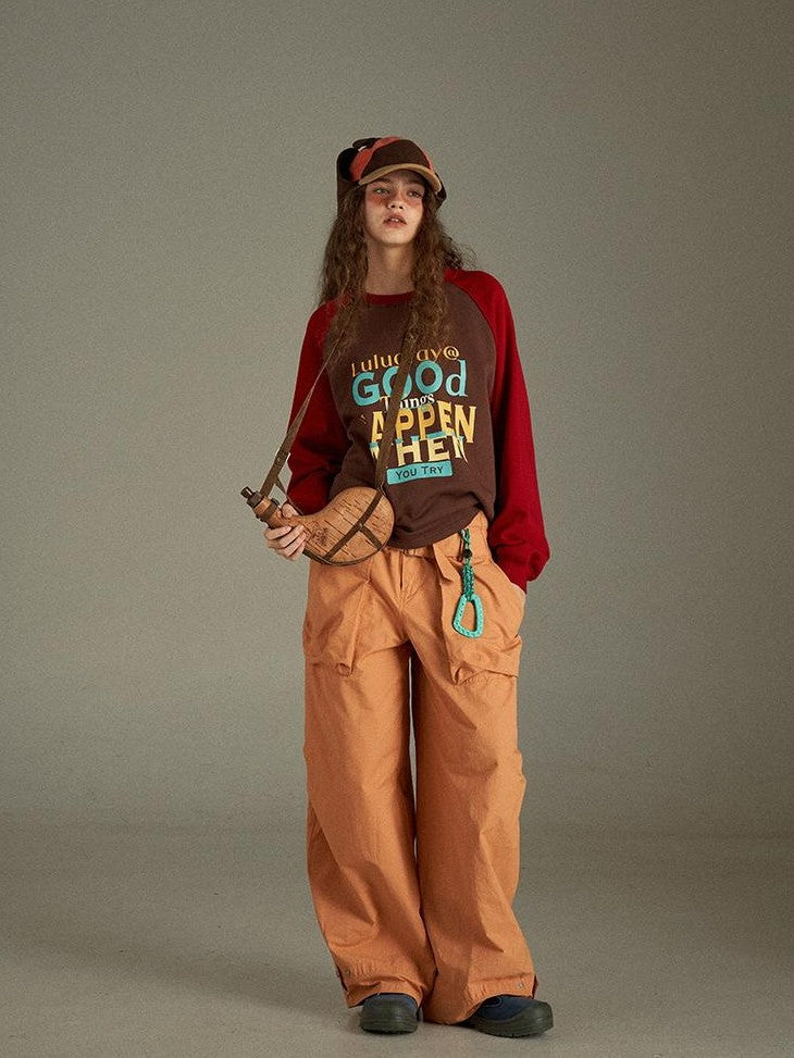 lulugray Vintage Cargo Pocket High Waist Relaxed Women&
