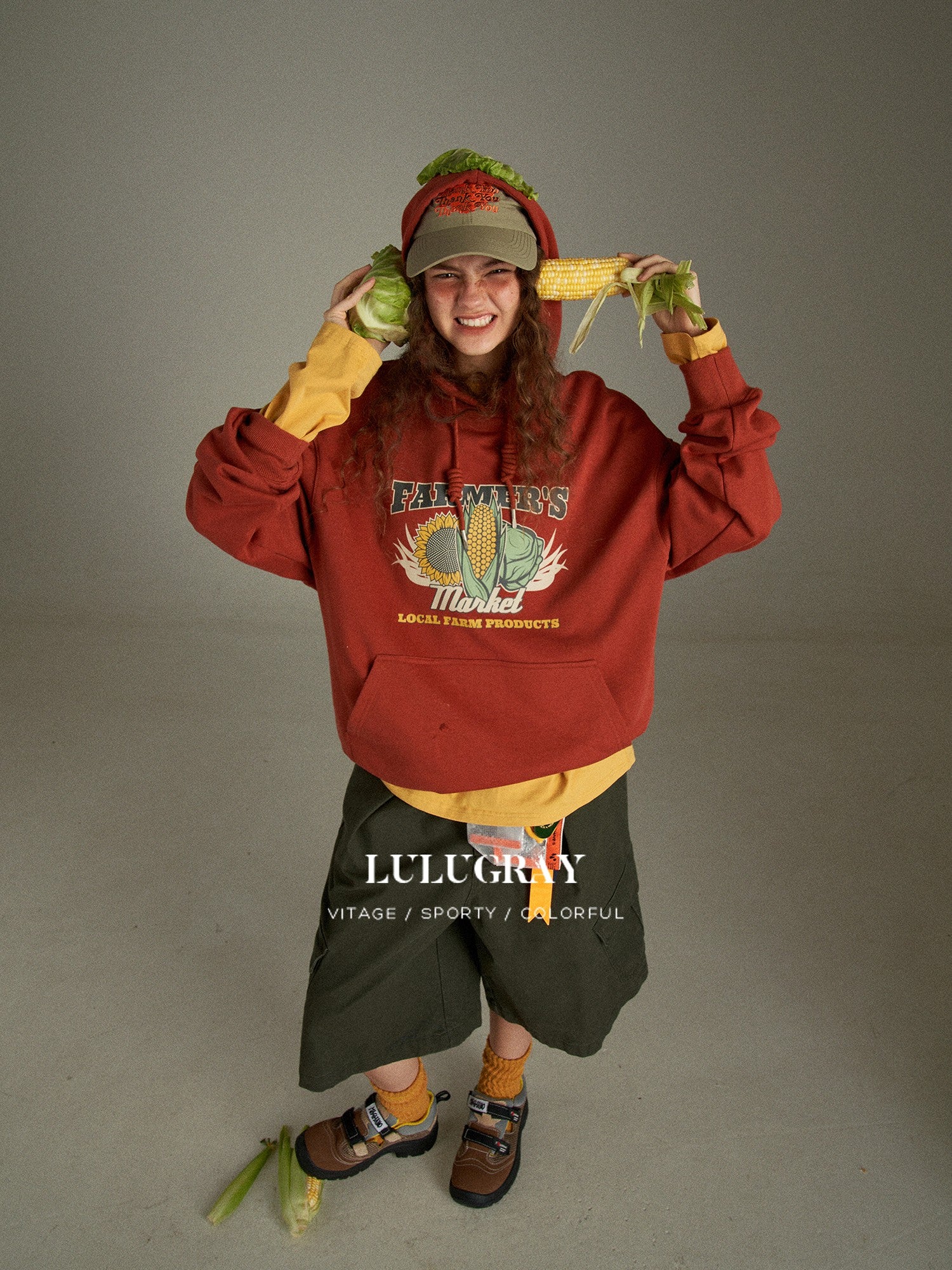 lulugray Vintage Cargo Pocket High Waist Wide Straight Women&