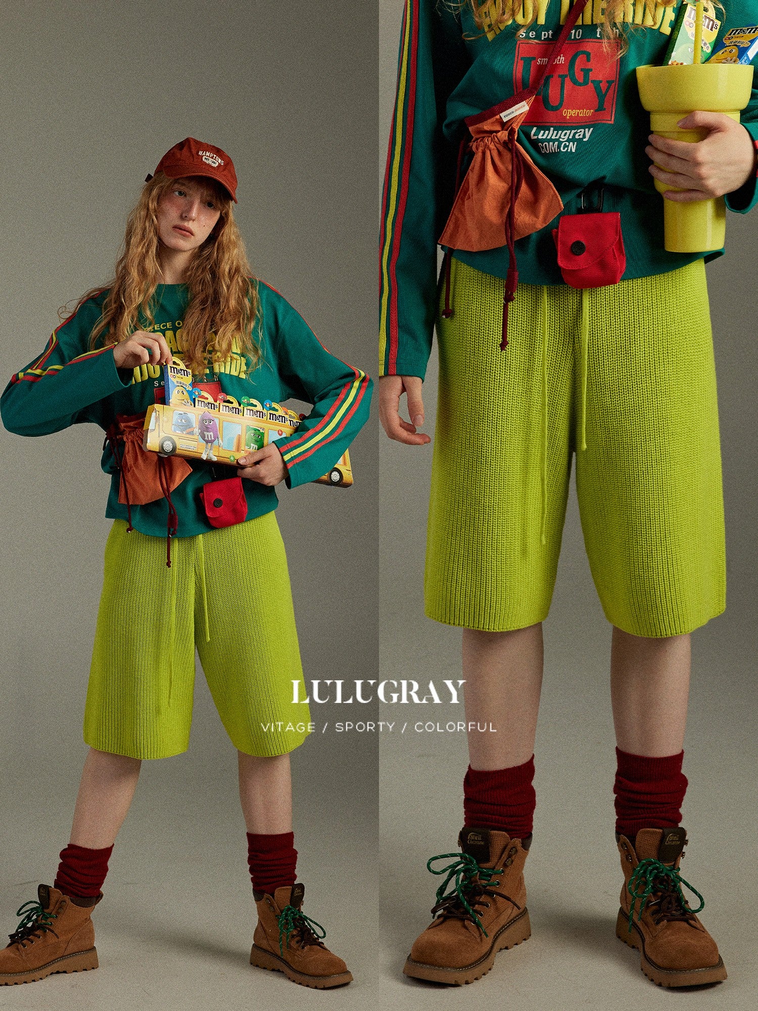 lulugray Vintage Knitted High Waist Wide Leg Straight Cut Women&