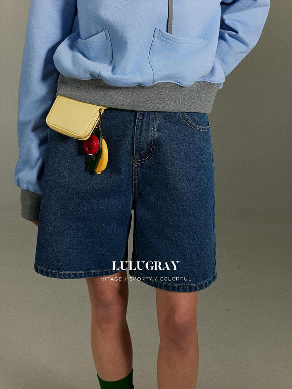 lulugray Vintage Letter Embroidered Back Pocket High Rise Zip Women&
