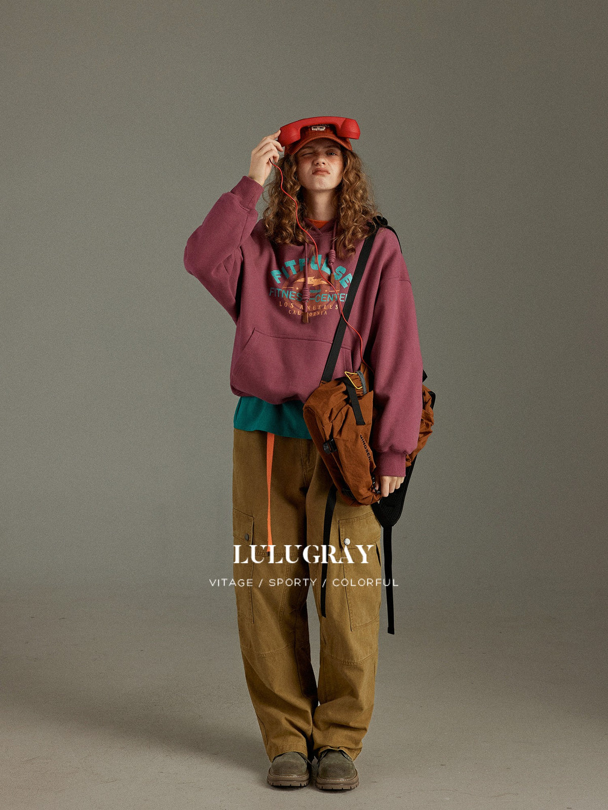 lulugray Vintage Letter Print Fleece Lined Pullover Women&
