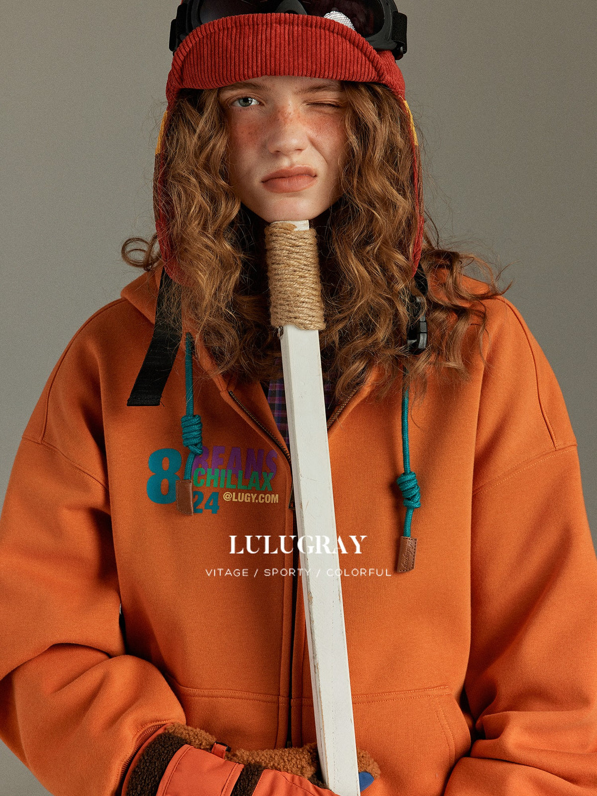 lulugray Vintage Letter Print Fleece Lined Women&