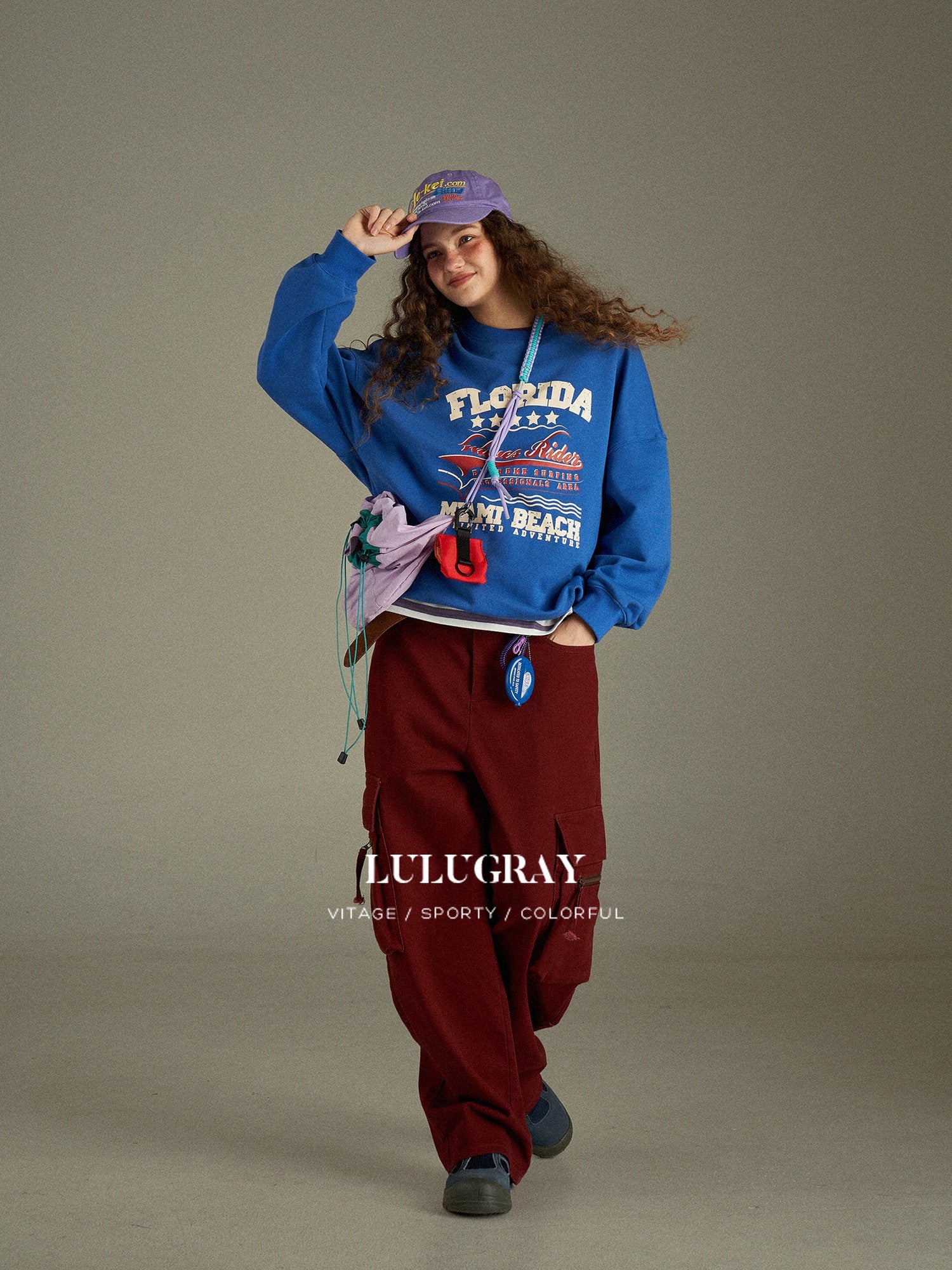 lulugray Vintage Letter Print Long Sleeve Women&