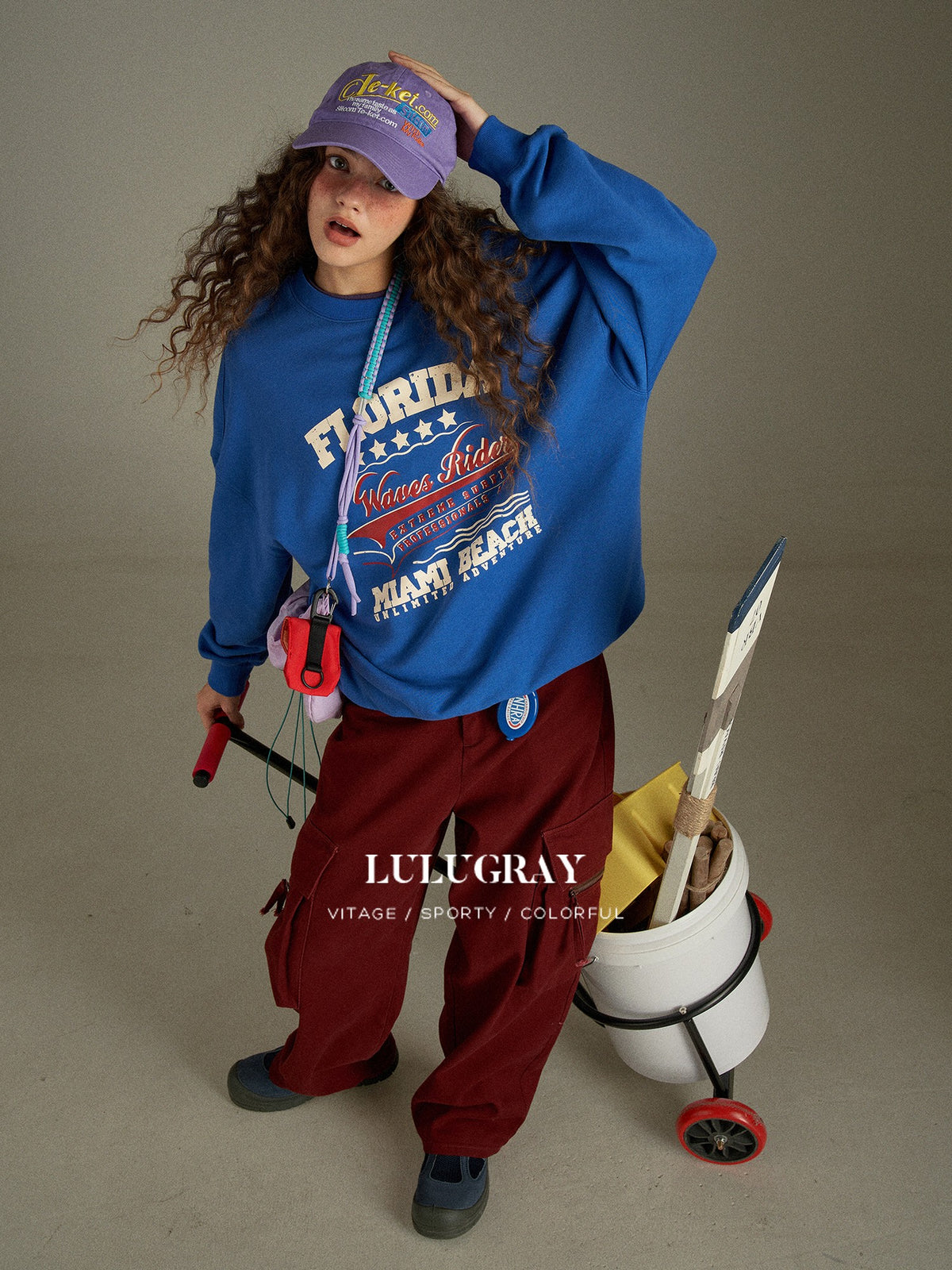 lulugray Vintage Letter Print Long Sleeve Women&