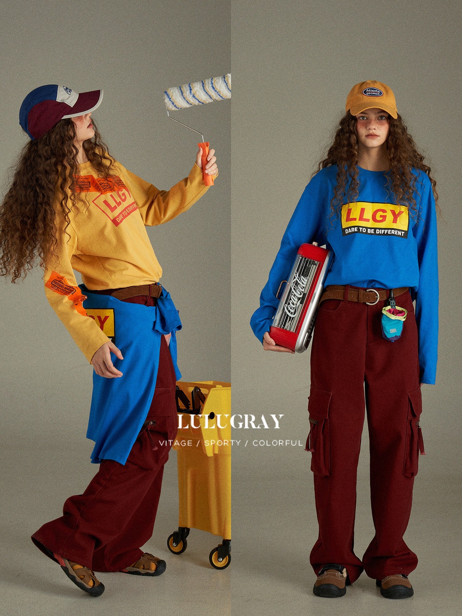 lulugray Vintage Lettering Print Loose Crewneck Women&