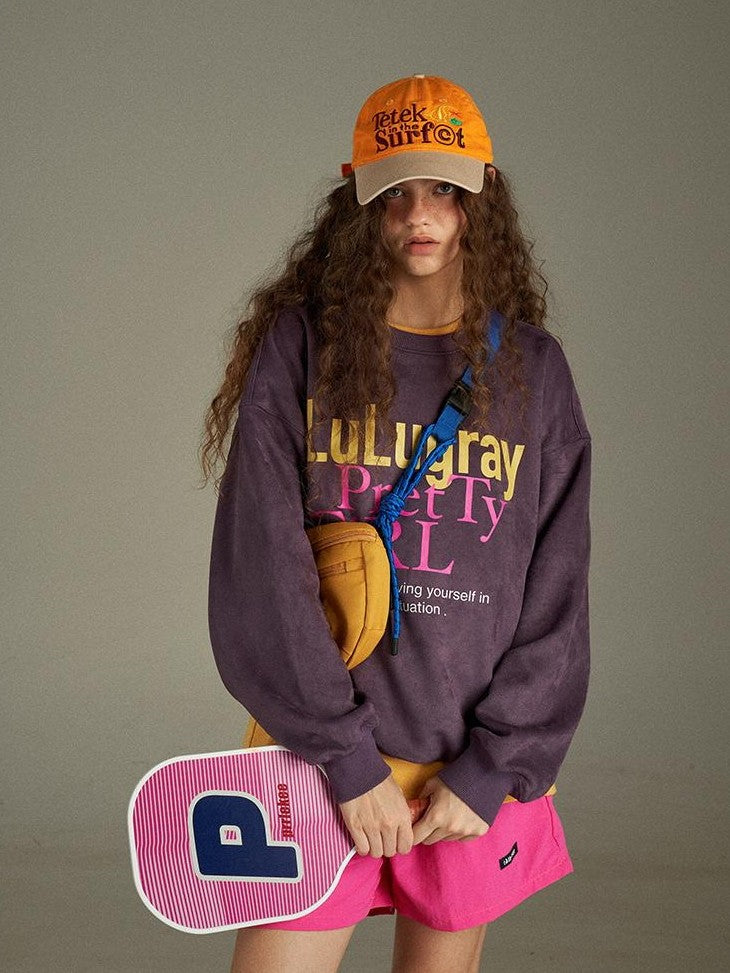 lulugray Vintage Loose Fit Letter Print Women&