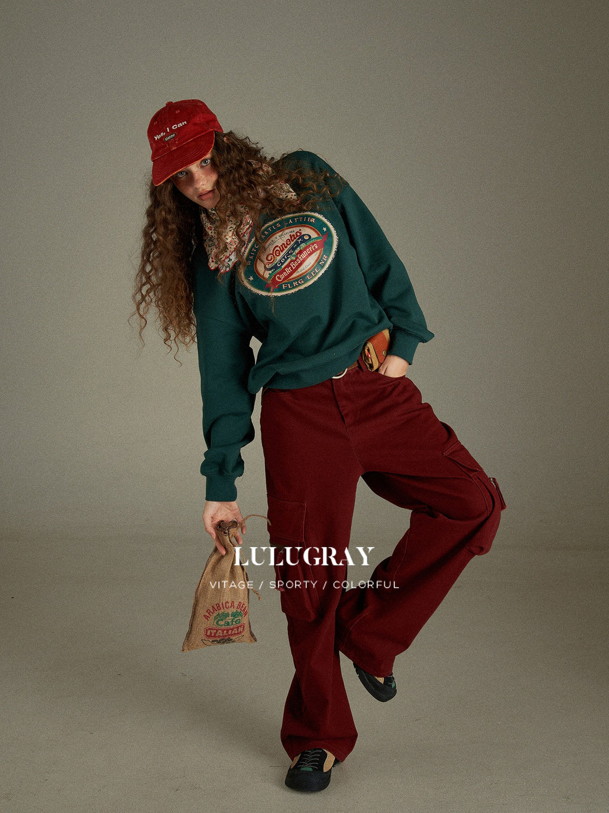 lulugray Vintage Two Tone Letter Print Women&