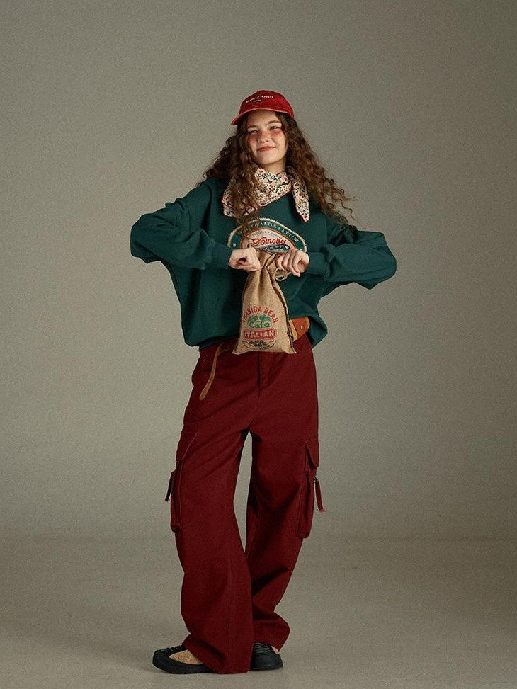 lulugray Vintage Two Tone Letter Print Women&