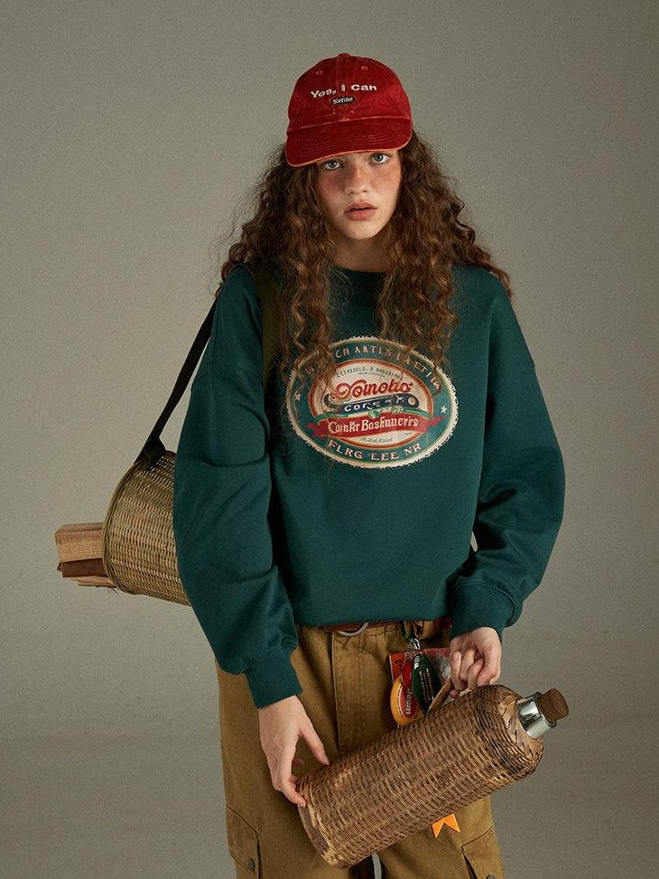 lulugray Vintage Two Tone Letter Print Women&