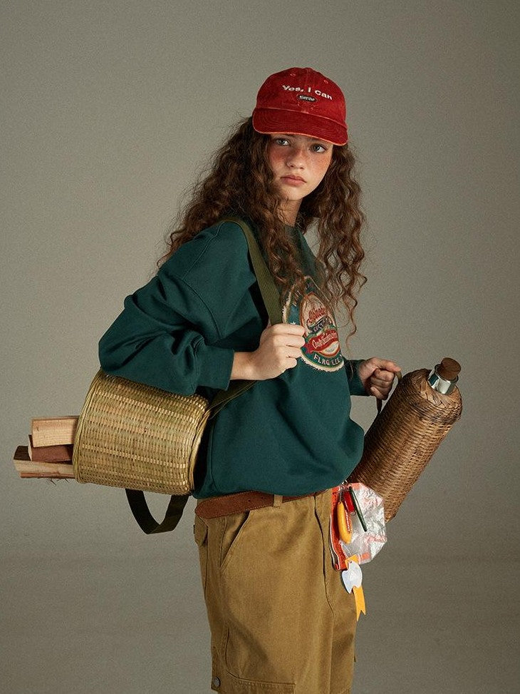 lulugray Vintage Two Tone Letter Print Women&