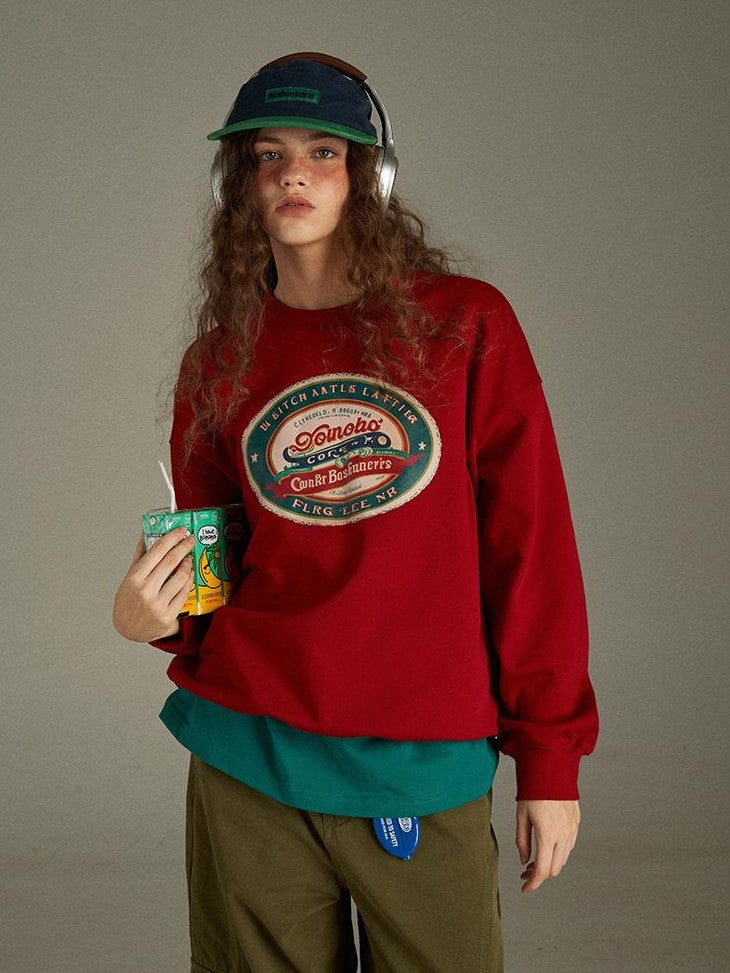 lulugray Vintage Two Tone Letter Print Women&