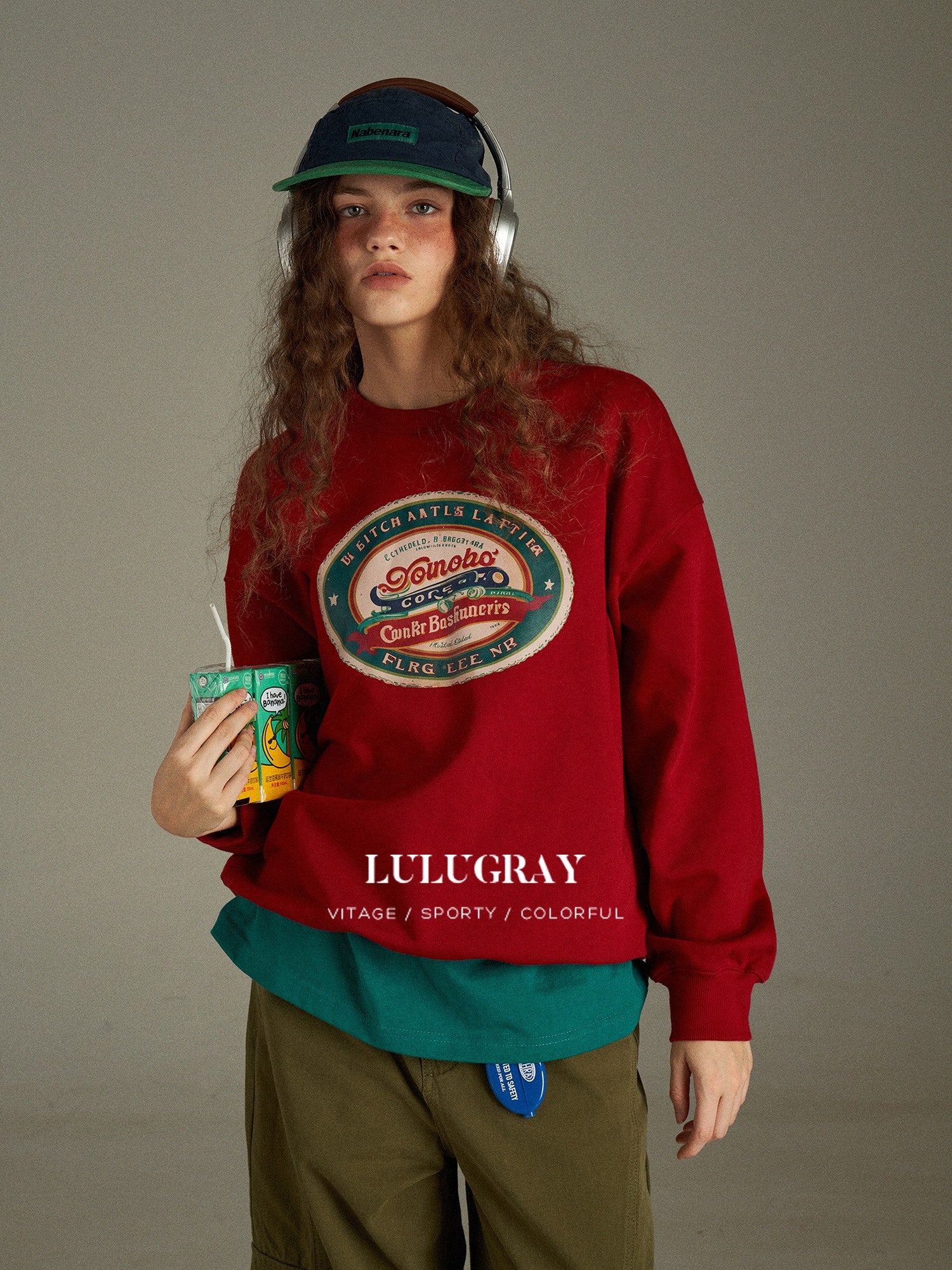 lulugray Vintage Two Tone Letter Print Women&