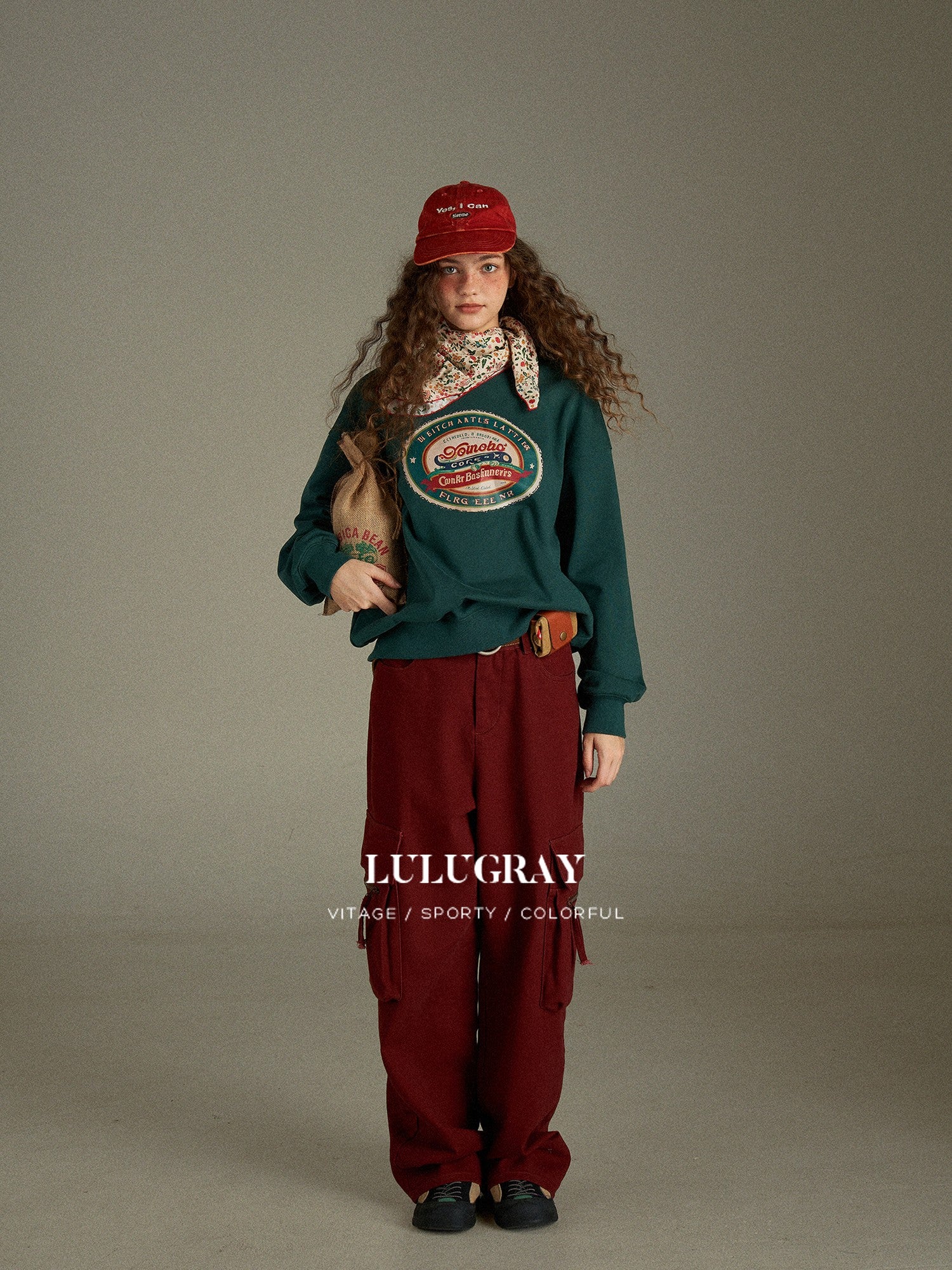 lulugray Vintage Two Tone Letter Print Women&
