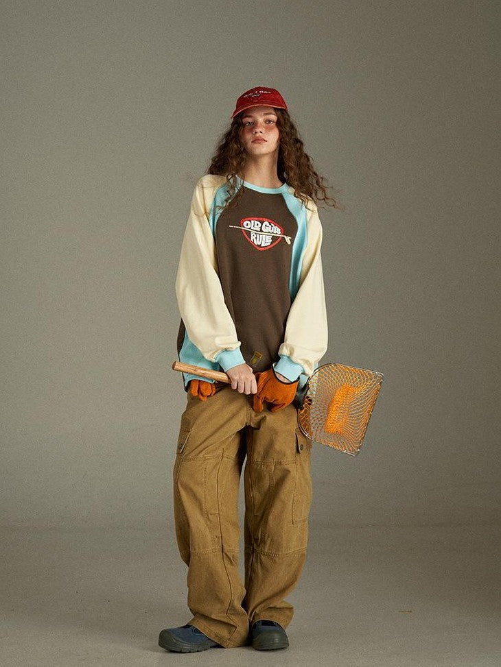 lulugray Vintage Washed Multi Pocket Cargo High Waist Women&