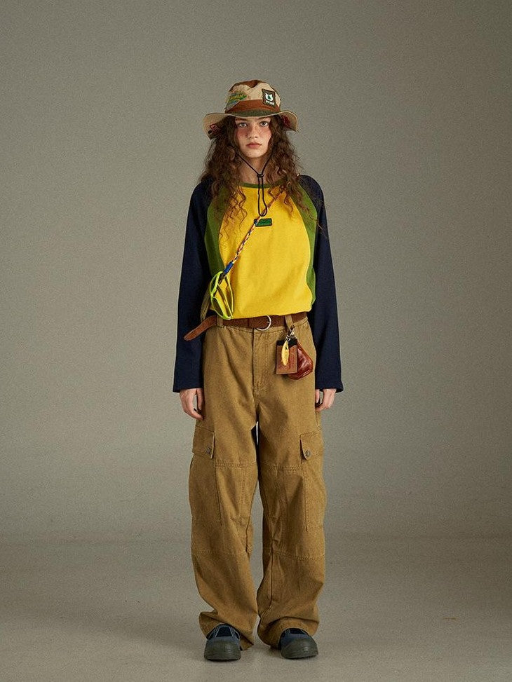 lulugray Vintage Washed Multi Pocket Cargo High Waist Women&