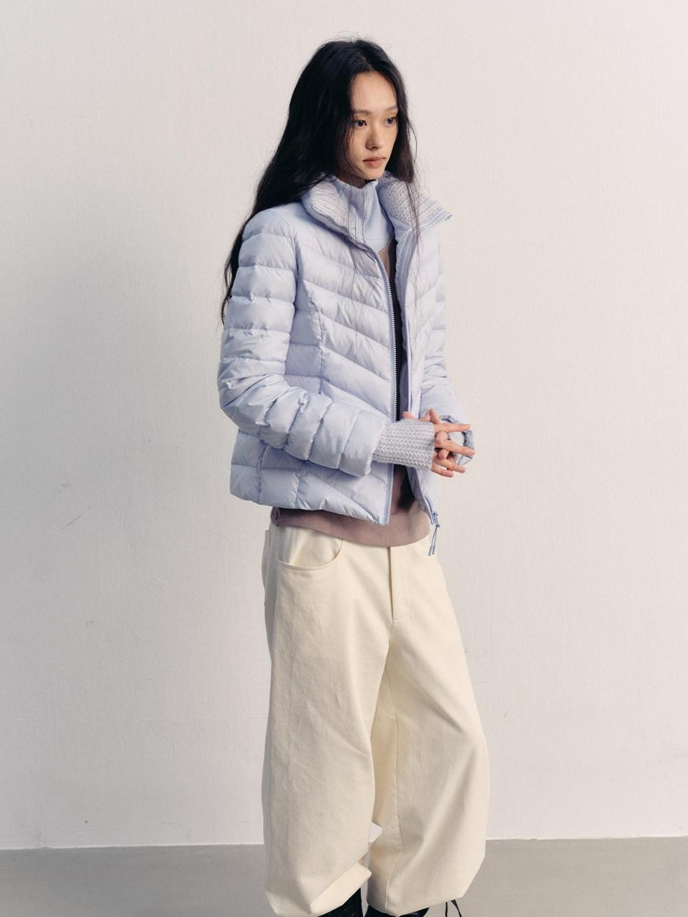 lvetong 90% White Duck Down Lightweight Slim Short Street Stand Collar Lady Down Jackets