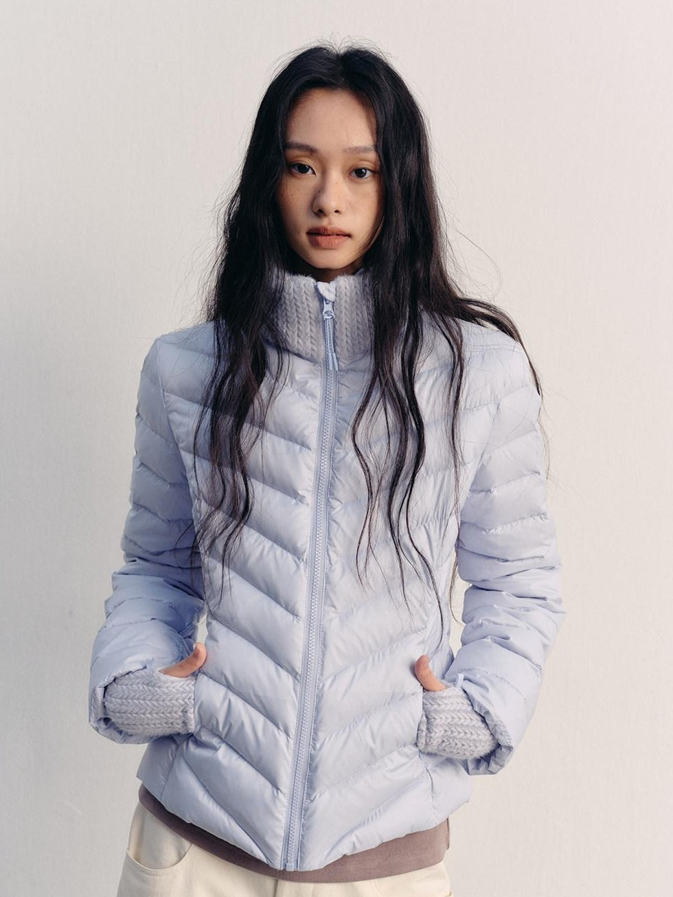 lvetong 90% White Duck Down Lightweight Slim Short Street Stand Collar Lady Down Jackets