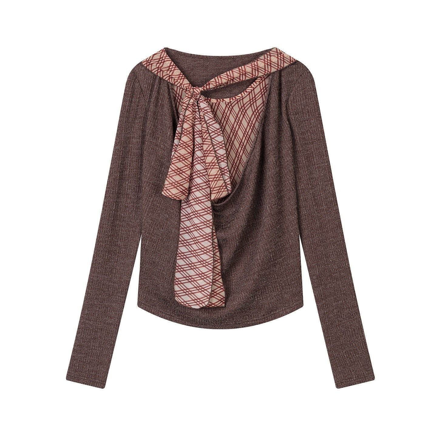 lvetong_Faux_Layered_Patchwork_Oversized_Street_Loose_Fit_Brown_Long_Sleeve_T-Shirts_MISSTT