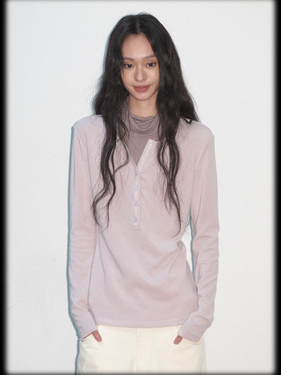 lvetong High Neck Patchwork Fake Layer Loose Street Womens Purple Long Sleeve T-Shirts
