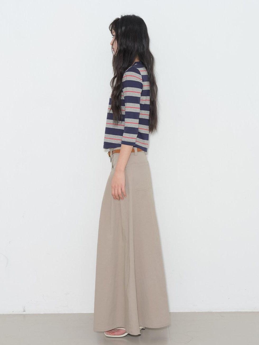 lvetong High Waist Pleated A Line Khaki Cotton Blend Casual Women Maxi Skirts