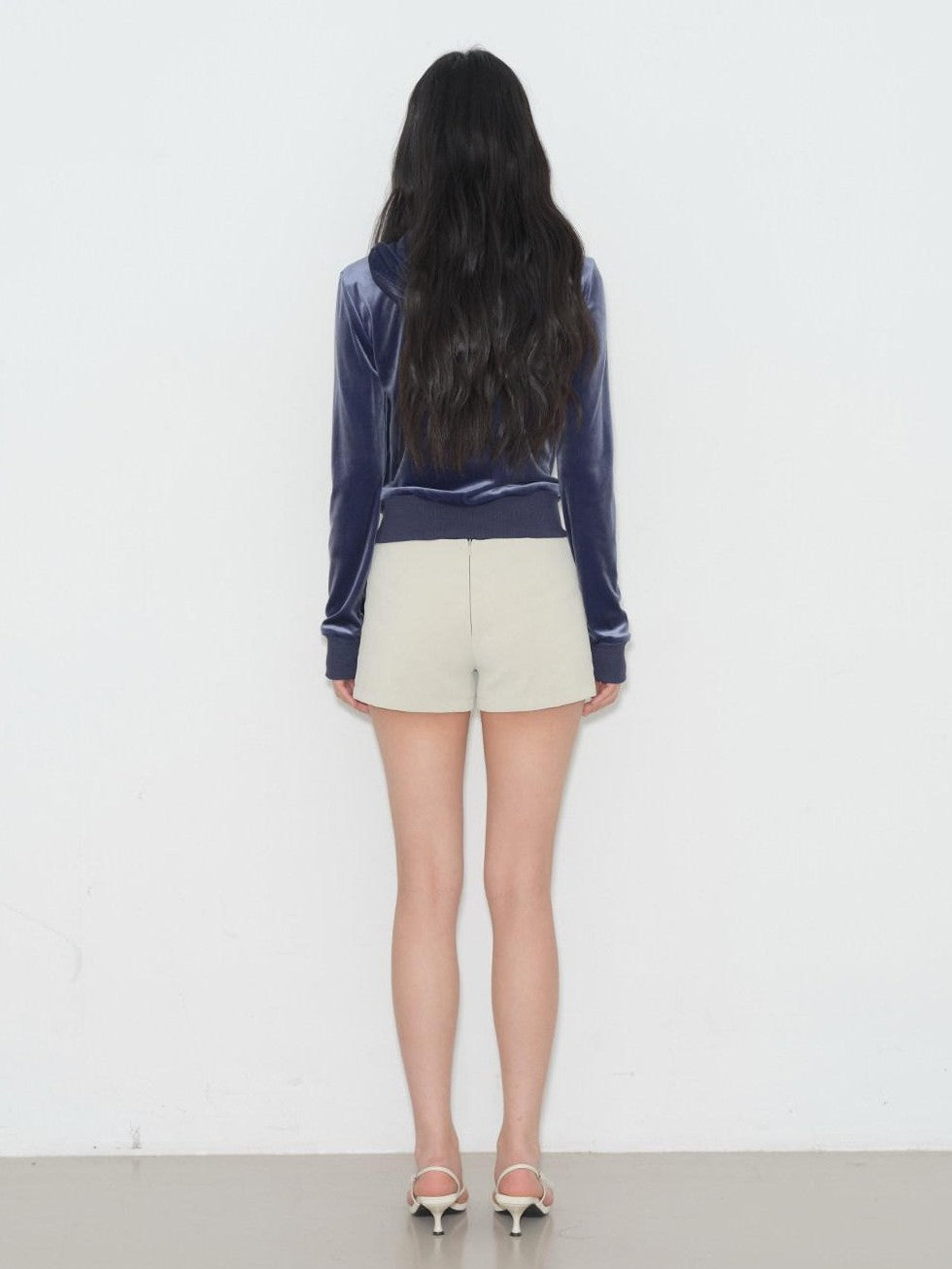 lvetong Ivory Suede Texture Integrated Belt A Line Low Waist Women&