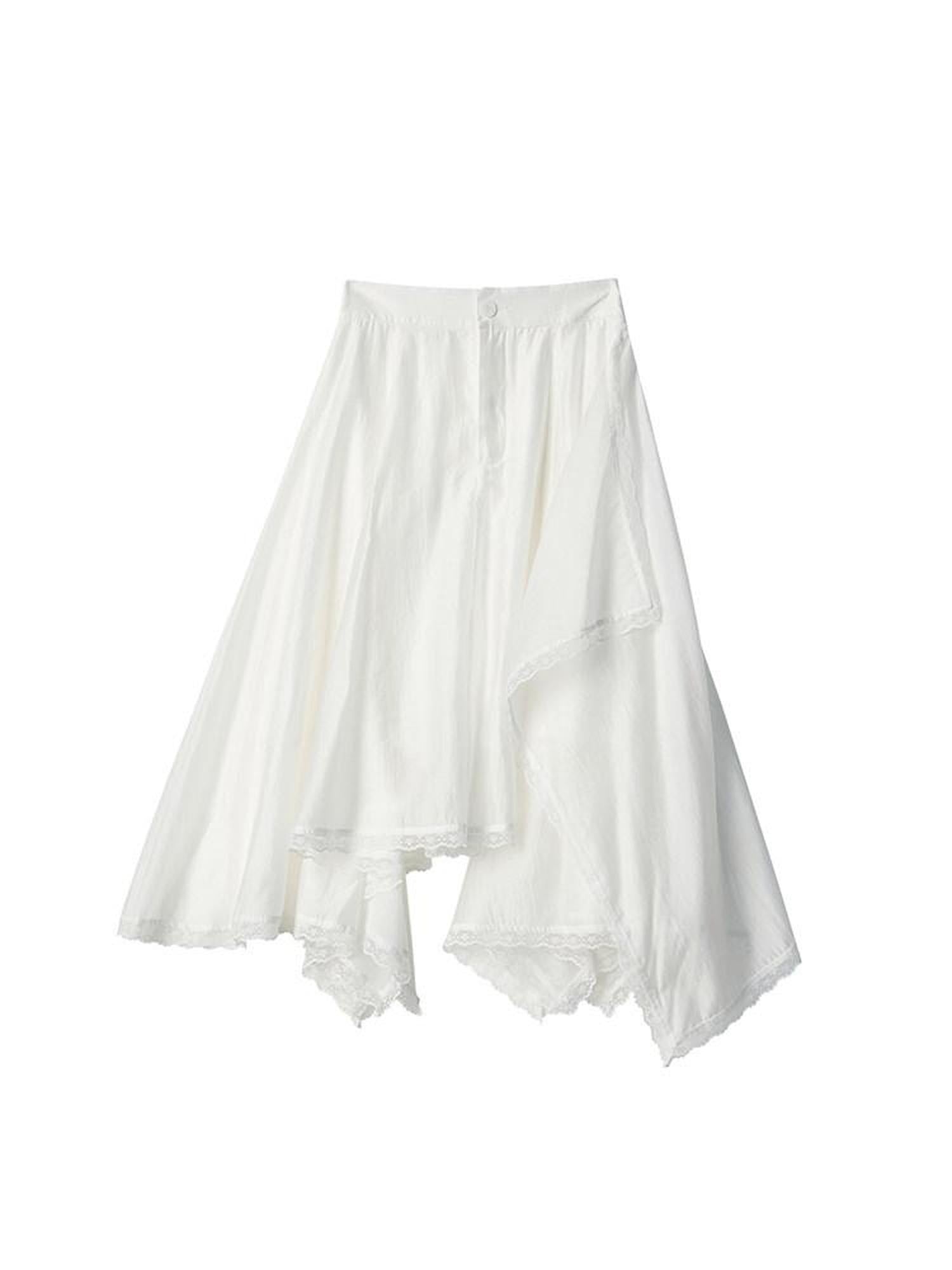 lvetong Lace Ruched A Line Mid Waist Loose Street Sporty Casual Young Women Midi Skirts