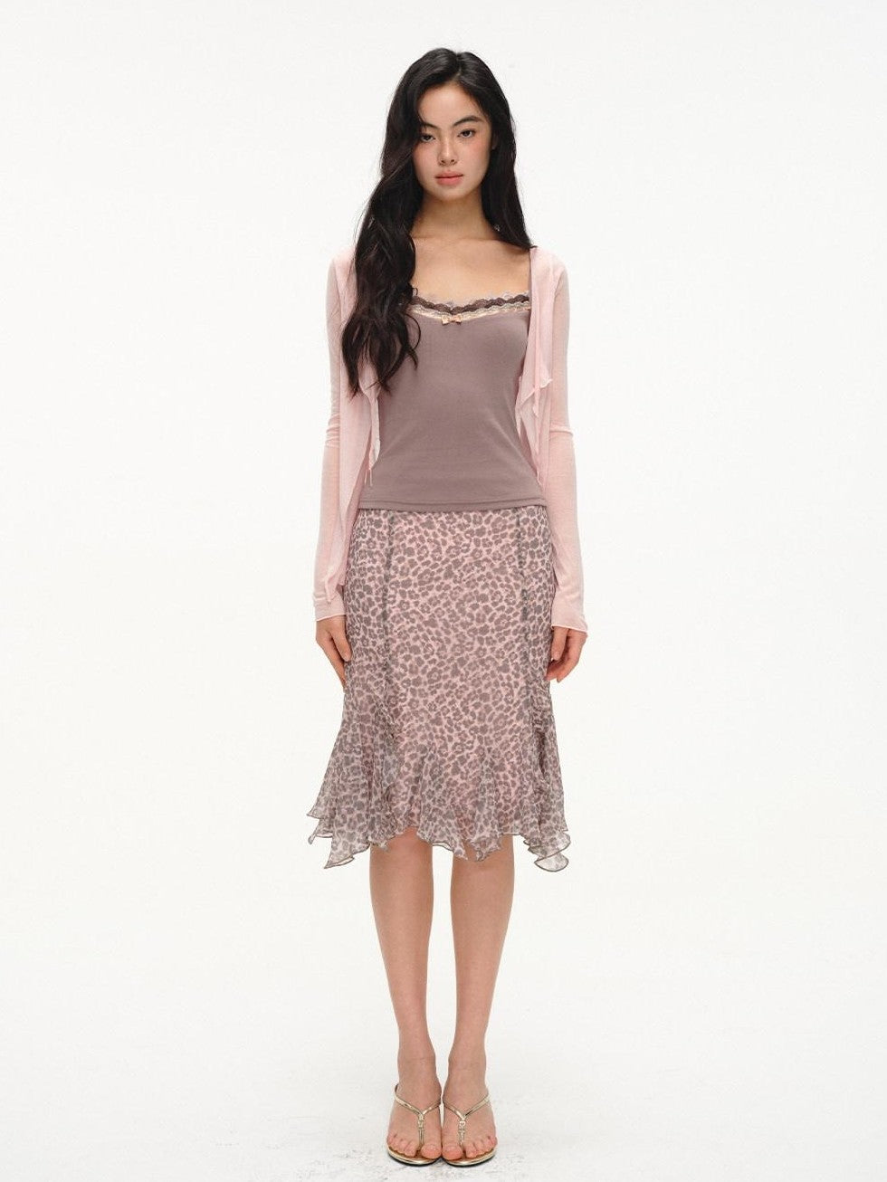 lvetong Lilac Pink Layered Lace Trim Two Piece Women&