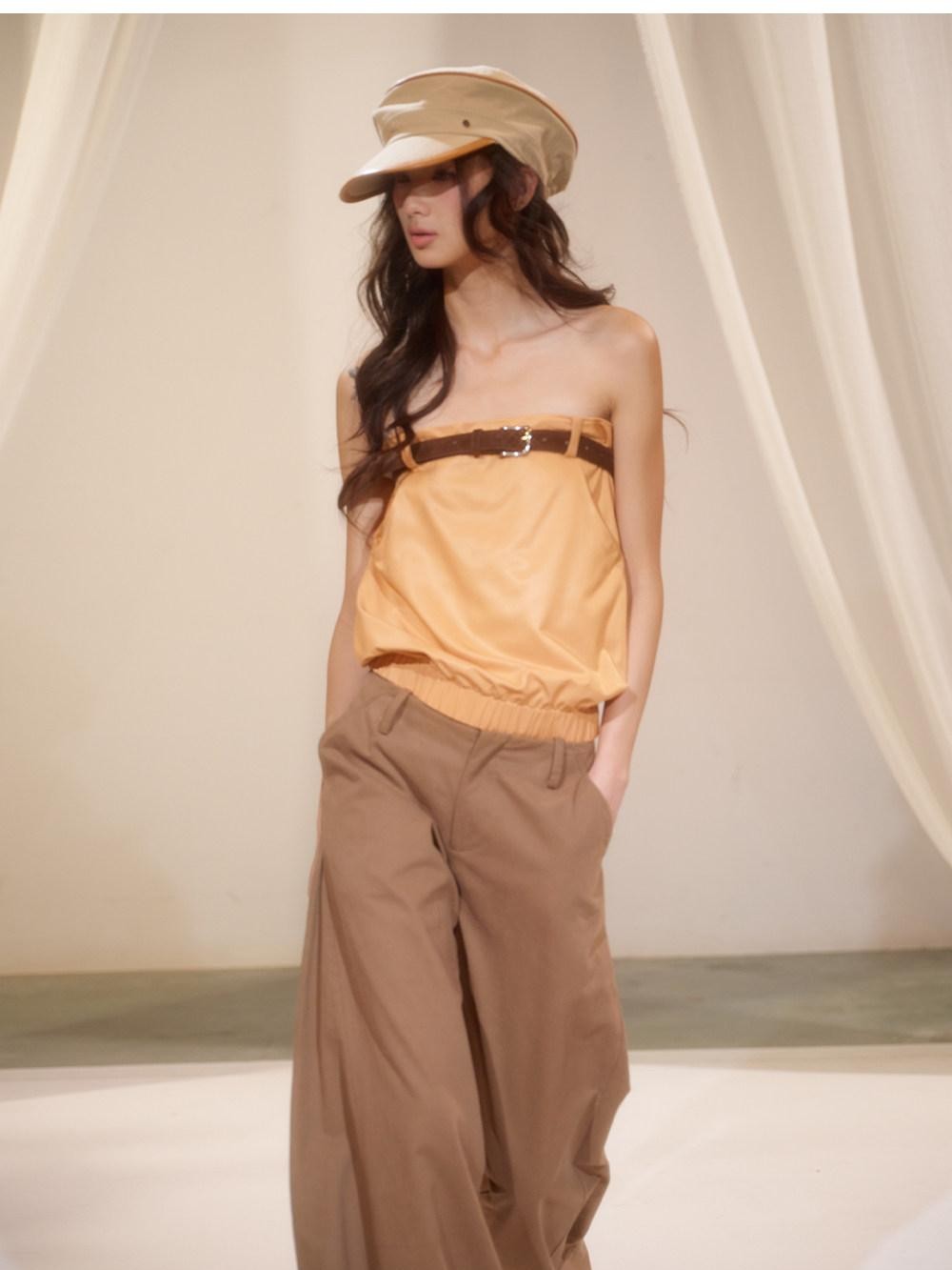 lvetong Orange Retro Hot Girl Elastic Waist Women&