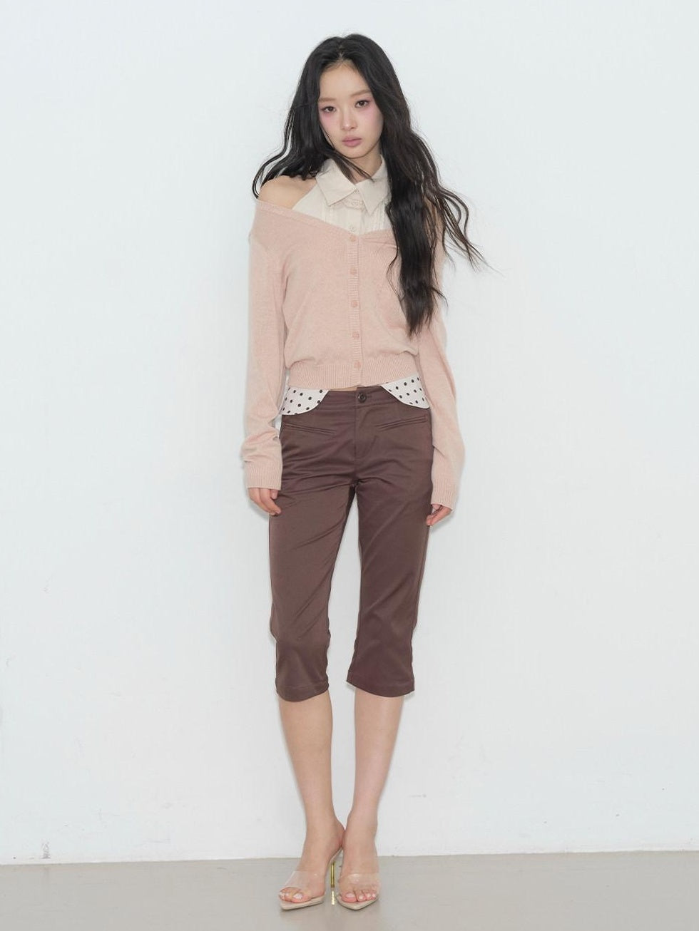 lvetong Pleated Knit Sleeveless Low Waist Street Sporty Young Women Ivory Pink Blouses
