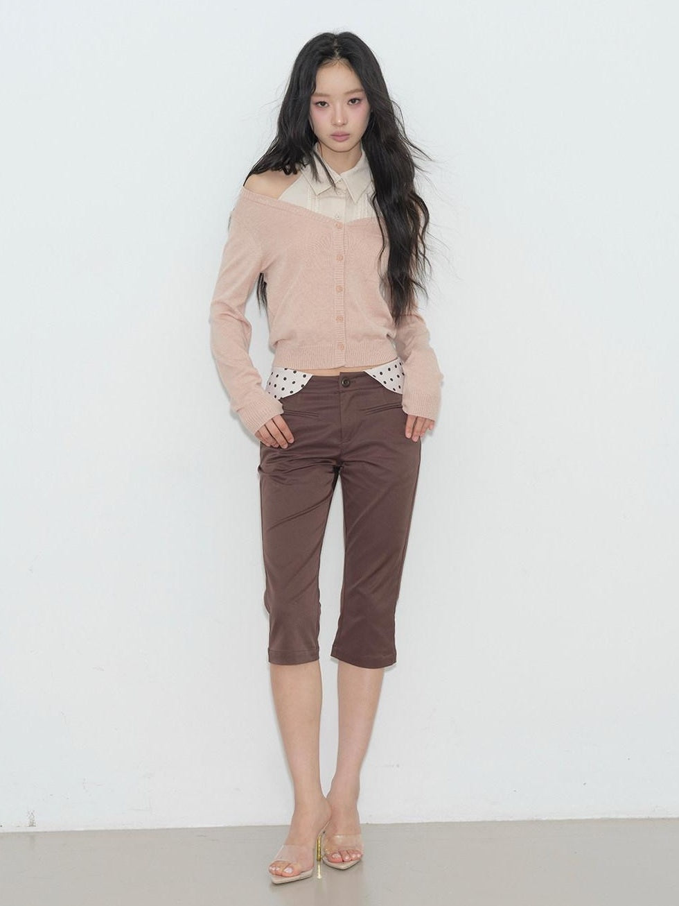 lvetong Pleated Knit Sleeveless Low Waist Street Sporty Young Women Ivory Pink Blouses