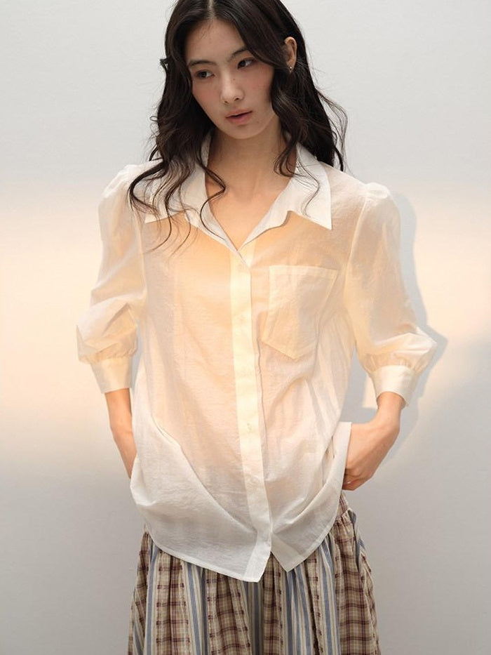 lvetong Slim Streetwear 3 4 Shirt Sleeve Turn Down Collar Youth Long Sleeve T-Shirts